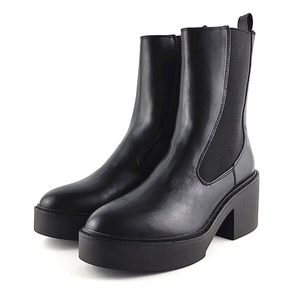 Nine West Women's Doleas Black Faux Leather Platform Slip On Ankle Boots Sz 6.5M - Picture 4 of 16